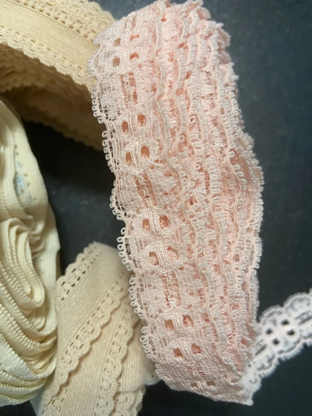 Lingerie Lacey Elastic Bundle in Pink, Beige, Cream & Pale Blue - Picture 3 of 9